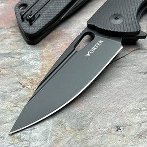 MAGE - Black G10 Handles, Black D2 Drop Point Blade