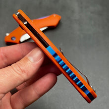 Load image into Gallery viewer, SCIMITAR - Orange G10 Handles, D2 Trailing Point Blade