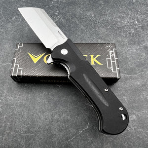 PANZER - D2 Cleaver Blade, Black G10 Handles