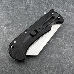 PANZER: D2 Cleaver Blade, Black G10 Handles, Ball Bearing Flipper System