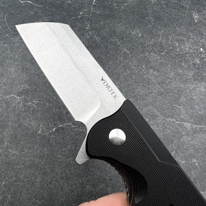 PANZER - D2 Cleaver Blade, Black G10 Handles