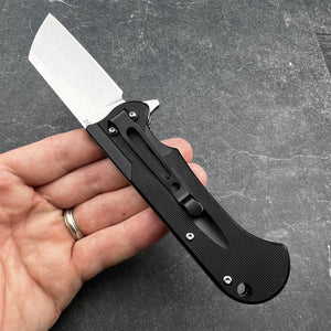 PANZER: D2 Cleaver Blade, Black G10 Handles, Ball Bearing Flipper System