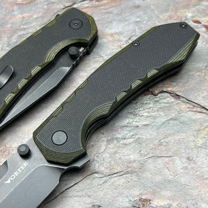 BATTEN - Black and Green G10 Handles, D2 Blade