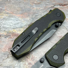 Load image into Gallery viewer, BATTEN - Black and Green G10 Handles, D2 Blade