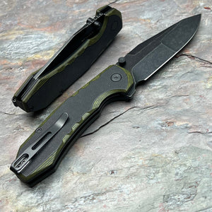 BATTEN - Black and Green G10 Handles, D2 Blade