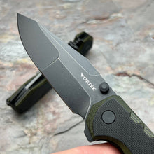 Load image into Gallery viewer, BATTEN - Black and Green G10 Handles, D2 Blade