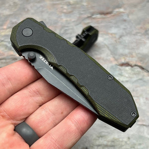 BATTEN - Black and Green G10 Handles, D2 Blade