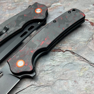 GALLANT - Black and Red Carbon Fiber Handles, D2 Blade