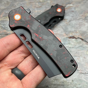 GALLANT - Black and Red Carbon Fiber Handles, D2 Blade