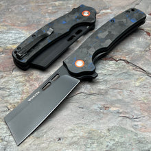 Load image into Gallery viewer, GALLANT - Black and Blue Carbon Fiber Handles, D2 Blade