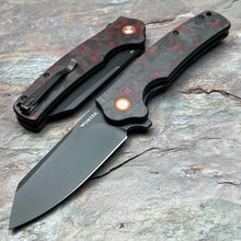 Load image into Gallery viewer, DELTA - Black and Red Carbon Fiber Handles, D2 Blade