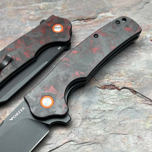 Load image into Gallery viewer, DELTA - Black and Red Carbon Fiber Handles, D2 Blade