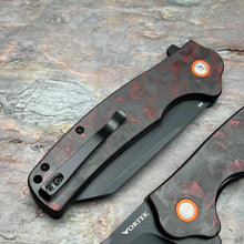 Load image into Gallery viewer, DELTA - Black and Red Carbon Fiber Handles, D2 Blade