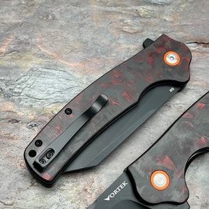 DELTA - Black and Red Carbon Fiber Handles, D2 Blade