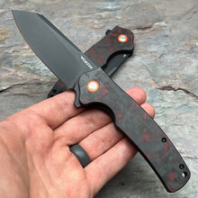 Load image into Gallery viewer, DELTA - Black and Red Carbon Fiber Handles, D2 Blade