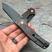 Load image into Gallery viewer, DELTA - Black and Red Carbon Fiber Handles, D2 Blade