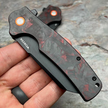 Load image into Gallery viewer, DELTA - Black and Red Carbon Fiber Handles, D2 Blade