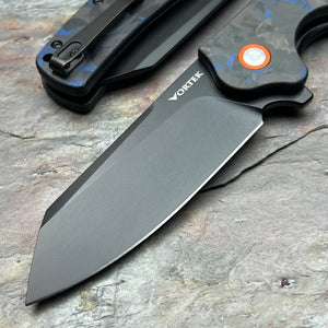 DELTA - Black and Blue Carbon Fiber Handles, D2 Blade