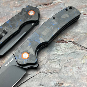 DELTA - Black and Blue Carbon Fiber Handles, D2 Blade