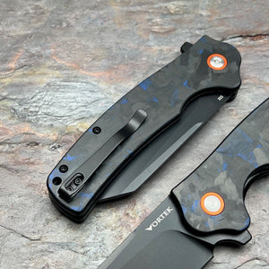 DELTA - Black and Blue Carbon Fiber Handles, D2 Blade