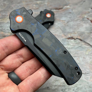 DELTA - Black and Blue Carbon Fiber Handles, D2 Blade