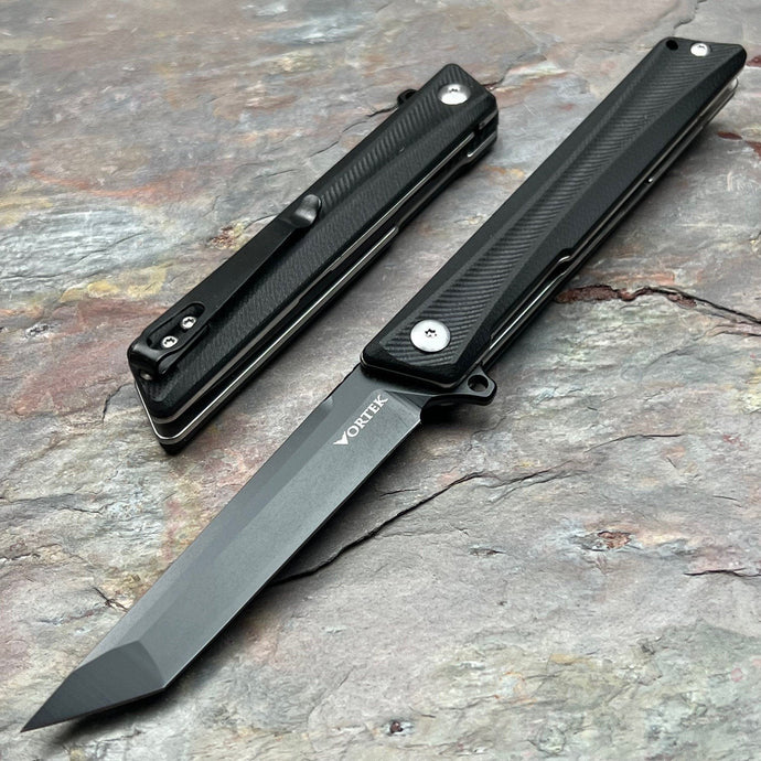 TANGO - Black G10 Handles, D2 Tanto Blade