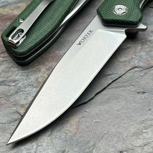 CANYON - Green Micarta Handles, D2 Drop Point Blade