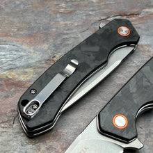 Load image into Gallery viewer, SPROUT - Black Carbon Fiber Handles, D2 Drop Point Blade