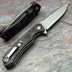 SPROUT - Black Carbon Fiber Handles, D2 Drop Point Blade