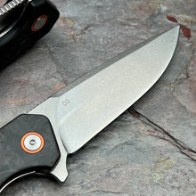 Load image into Gallery viewer, SPROUT - Black Carbon Fiber Handles, D2 Drop Point Blade