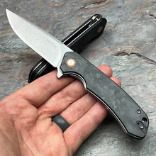 Load image into Gallery viewer, SPROUT - Black Carbon Fiber Handles, D2 Drop Point Blade