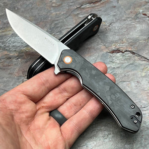 SPROUT - Black Carbon Fiber Handles, D2 Drop Point Blade