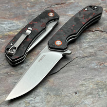 Load image into Gallery viewer, SPROUT - Red Black Carbon Fiber Handles, D2 Drop Point Blade