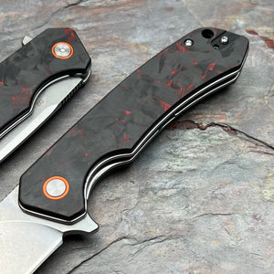 SPROUT - Red Black Carbon Fiber Handles, D2 Drop Point Blade