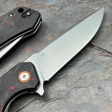 Load image into Gallery viewer, SPROUT - Red Black Carbon Fiber Handles, D2 Drop Point Blade