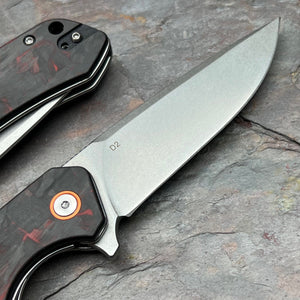 SPROUT - Red Black Carbon Fiber Handles, D2 Drop Point Blade