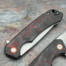 Load image into Gallery viewer, SPROUT - Red Black Carbon Fiber Handles, D2 Drop Point Blade