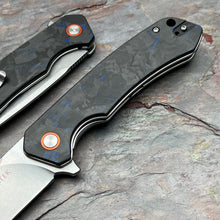 Load image into Gallery viewer, SPROUT - Black Blue Carbon Fiber Handles, D2 Drop Point Blade