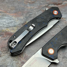 Load image into Gallery viewer, SPROUT - Black Blue Carbon Fiber Handles, D2 Drop Point Blade