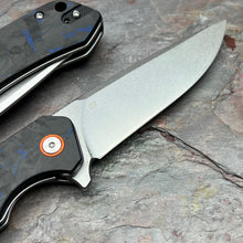 Load image into Gallery viewer, SPROUT - Black Blue Carbon Fiber Handles, D2 Drop Point Blade