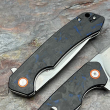 Load image into Gallery viewer, SPROUT - Black Blue Carbon Fiber Handles, D2 Drop Point Blade