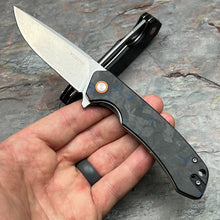 Load image into Gallery viewer, SPROUT - Black Blue Carbon Fiber Handles, D2 Drop Point Blade