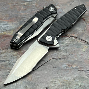 GOLIATH II - D2 Drop Point Blade, Black G10 Handles