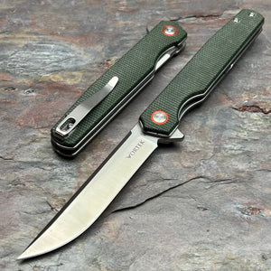 DOSIS - Slim Green Micarta Handles, D2 Blade