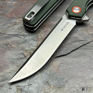 DOSIS - Slim Green Micarta Handles, D2 Blade