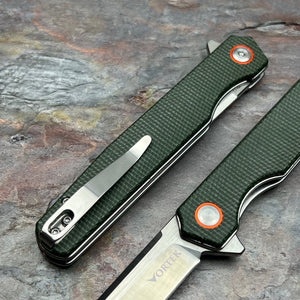 DOSIS - Slim Green Micarta Handles, D2 Blade