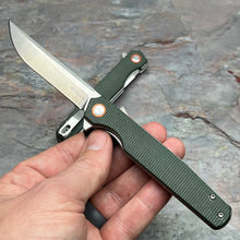 Load image into Gallery viewer, DOSIS - Slim Green Micarta Handles, D2 Blade