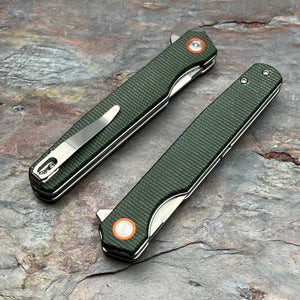 DOSIS - Slim Green Micarta Handles, D2 Blade