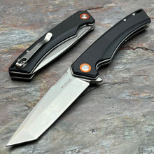 Load image into Gallery viewer, VORTEK STRAFE Black G10 D2 Tanto Blade Ball Bearing Flipper Folding Pocket Knife