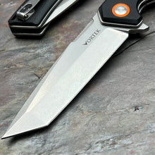 Load image into Gallery viewer, VORTEK STRAFE Black G10 D2 Tanto Blade Ball Bearing Flipper Folding Pocket Knife